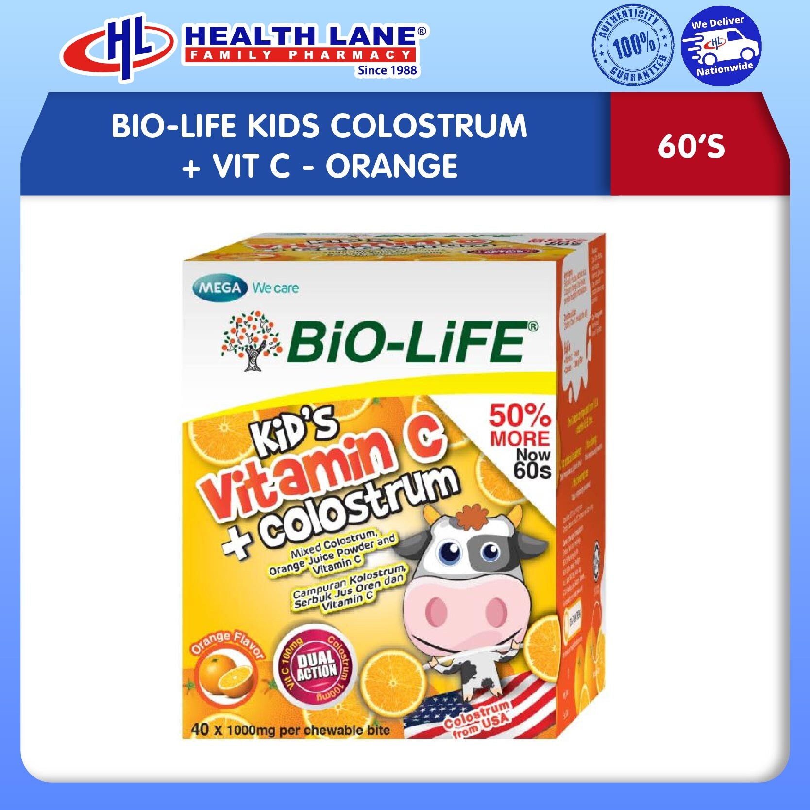 BIO-LIFEKANAK-KANAKS COLOSTRUM + VITAMIN C - OREN (60'S)